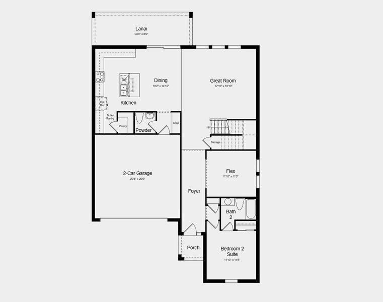 2D floor plan layout for the Seaside by Taylor Morrison in Westview, Poinciana, FL (Image 3).