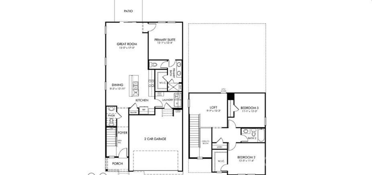 2D floor plan layout of this home in Trivium Meadows, Newton, NC (Image 2). 2D floor plan layout of this home in Trivium Meadows, Newton, NC (Image 2).