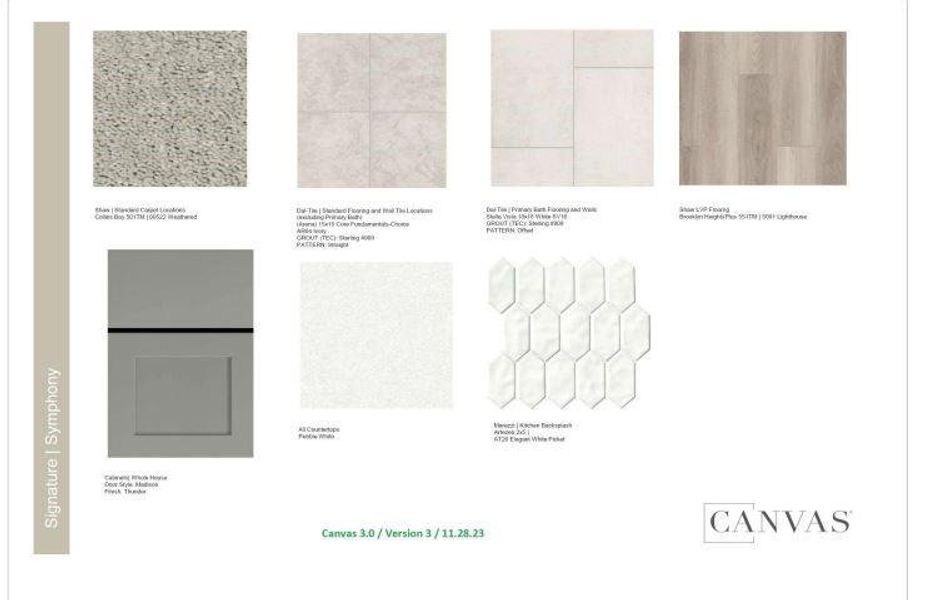 Design Selections.  Home is under construction and selections are subject to change.