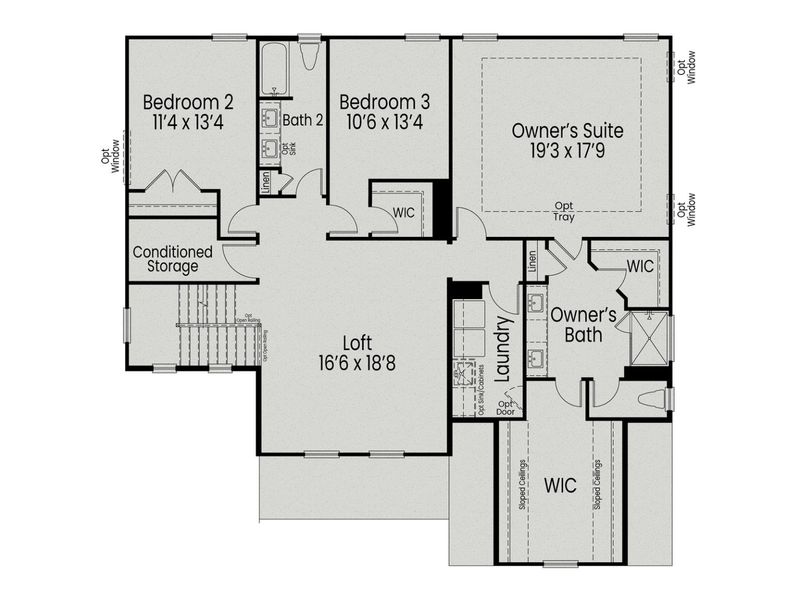 2D floor plan layout for the The Crawford by Davidson Homes LLC in Wendell Ridge, Wendell, NC (Image 4).