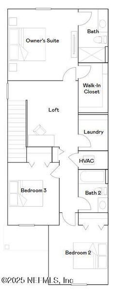 2D floor plan layout of this home in Hardwick Farms: Hardwick Farms - Townhome Collection, Jacksonville, FL (Image 2).