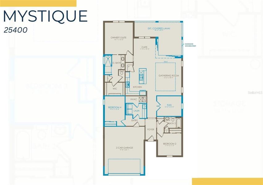 2D floor plan layout of this home in Sapphire Point at Lakewood Ranch, Lakewood Ranch, FL (Image 1).