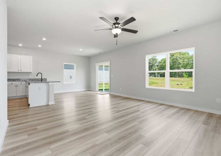 Move freely between the kitchen and living areas in the downstairs entertainment area