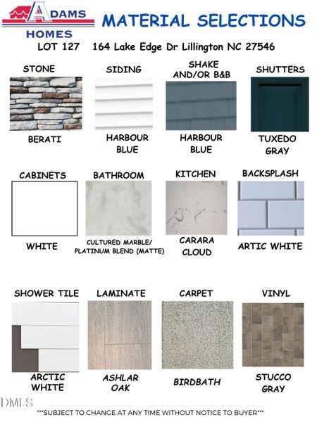 LOT 004 MATERIAL SELECTION