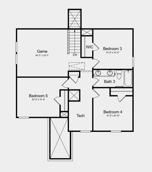 Second Floor Plan - Additional Highlights Include: 12" pop-up ceiling in the great room and primary bedroom