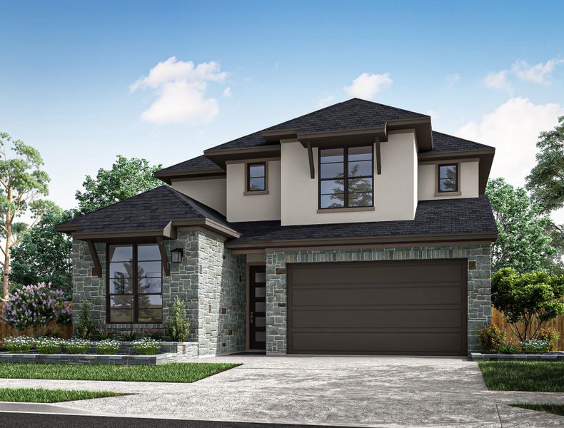 Representative exterior photo of a completed home built from the Hawk by Tri Pointe Homes in Oakhill Reserve, Tomball, TX (Image 2). Representative exterior photo of a completed home built from the Hawk by Tri Pointe Homes in Oakhill Reserve, Tomball, TX (Image 2).