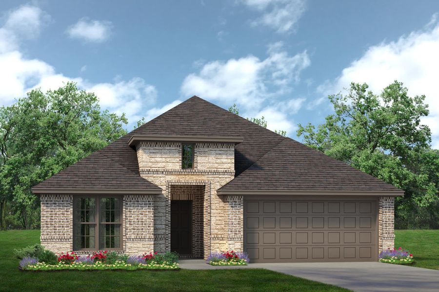 Elevation B with Stone | Concept 2186 at El Dorado in Granbury, TX by Landsea Homes Elevation B with Stone | Concept 2186 at El Dorado in Granbury, TX by Landsea Homes
