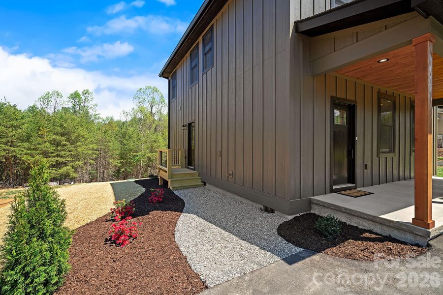 Exterior details and patio area of a home in , Asheville (Image 26).