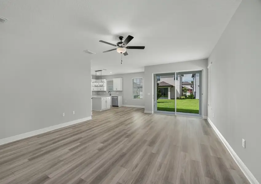Family room with sliding door to the backayrd