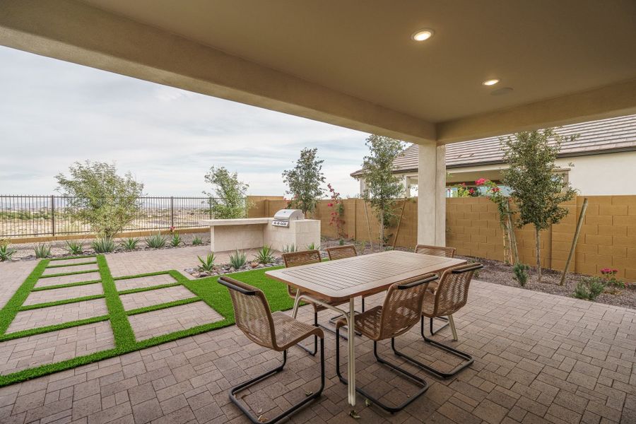 Exterior details and patio area of a home in The Ridge at Sienna Hills, Buckeye (Image 20).