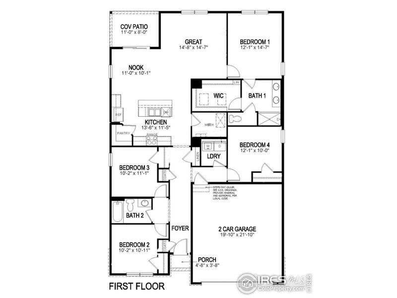 2D floor plan layout of this home in Vista Meadows, Fort Lupton, CO (Image 2).