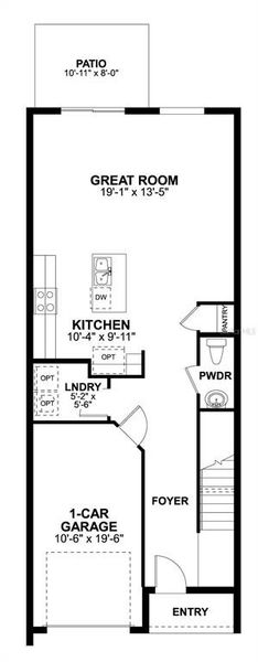 2D floor plan layout of this home in Tyson Ranch, Orlando, FL (Image 3).