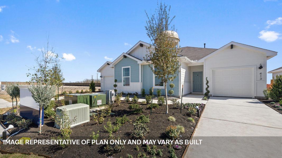 Front exterior of a new home in Wayside, Uhland, TX, highlighting curb appeal (Image 8).