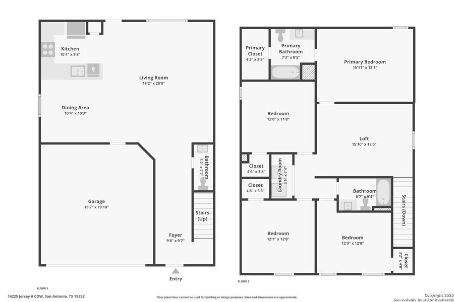 2D floor plan layout of this home in Silos: Cottage Collection, San Antonio, TX (Image 3).