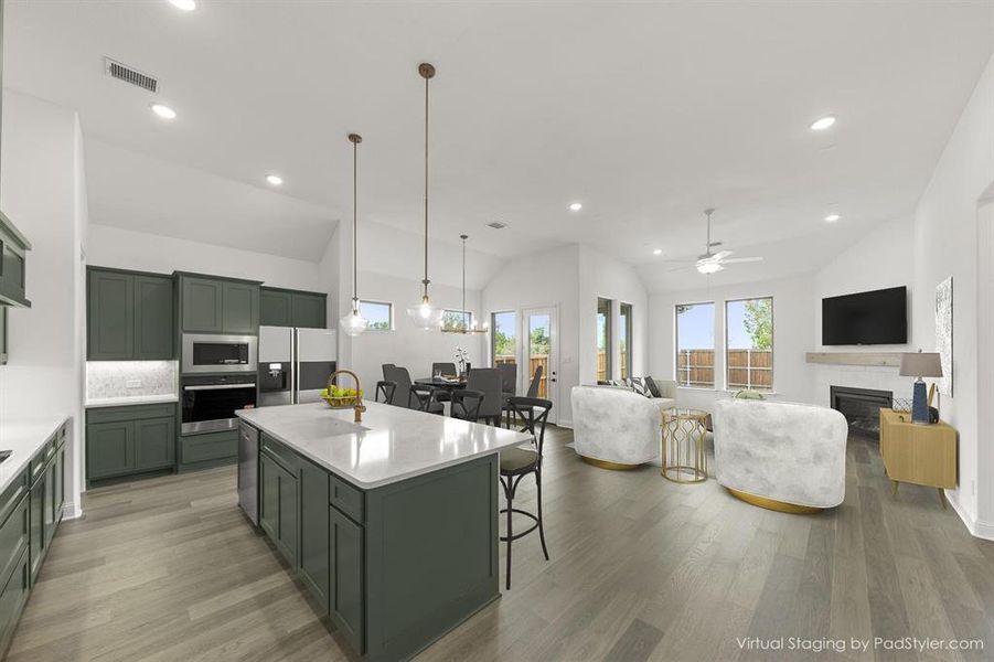 801 Stoney Bridge Way_Kitchen & Family Room Virtually Staged
