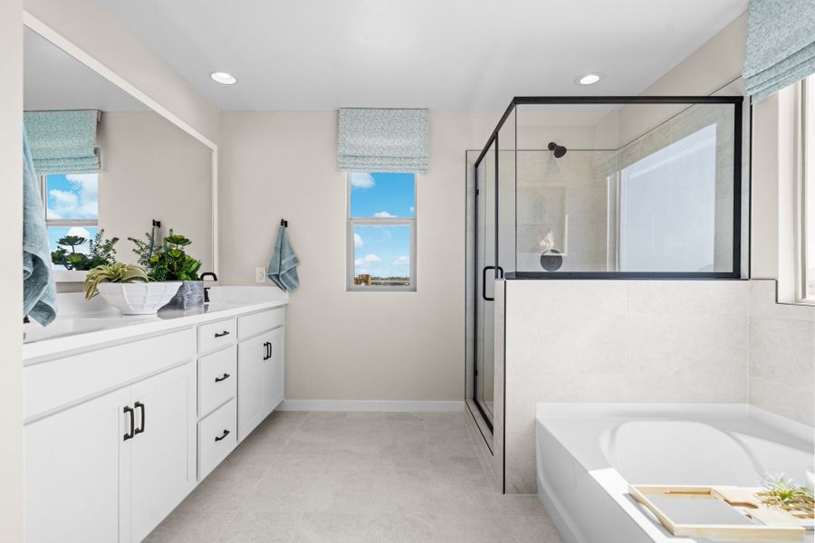 Furnished interior view inside a new home in Elara at Moonlight, Maricopa (Image 9). Furnished interior view inside a new home in Elara at Moonlight, Maricopa (Image 9).