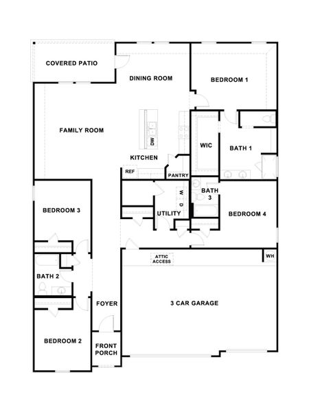 2D floor plan layout for the The Courtland by D.R. Horton in Sonoma Oaks, Fredericksburg, TX (Image 4). 2D floor plan layout for the The Courtland by D.R. Horton in Sonoma Oaks, Fredericksburg, TX (Image 4).