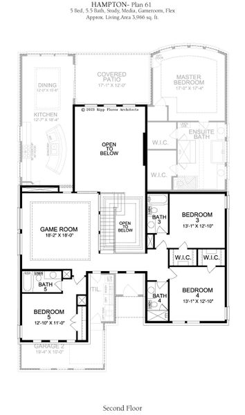 2D floor plan layout for the Hampton by Landon Homes in Fields - Brookside North, Frisco, TX (Image 6). 2D floor plan layout for the Hampton by Landon Homes in Fields - Brookside North, Frisco, TX (Image 6).