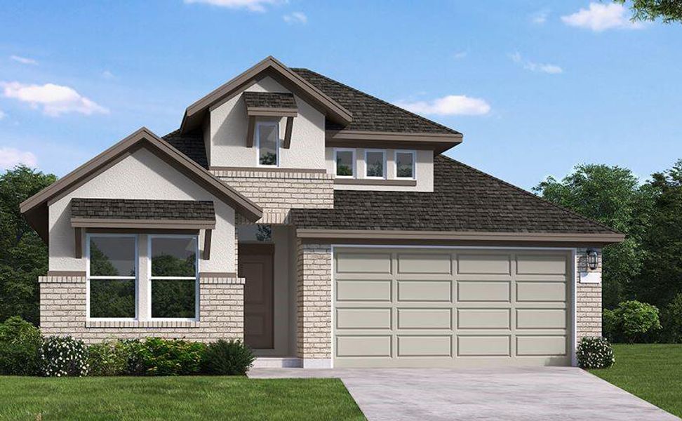 Front exterior of a new home in Legacy, League City, TX, highlighting curb appeal (Image 1). Front exterior of a new home in Legacy, League City, TX, highlighting curb appeal (Image 1).