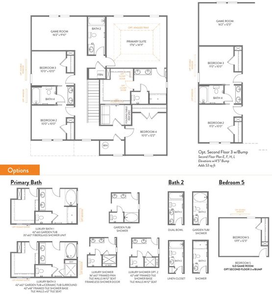 2D floor plan layout for the Kipling by True Homes in Westbrook Falls, Colfax, NC (Image 7).