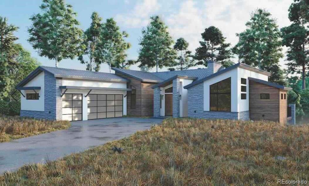 Front exterior of a new home in , Woodland Park, CO, highlighting curb appeal (Image 1). Front exterior of a new home in , Woodland Park, CO, highlighting curb appeal (Image 1).