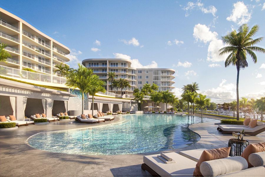 Lap pool with 6 communal cabanas and 6 private available for additional purchase. Lap pool with 6 communal cabanas and 6 private available for additional purchase.