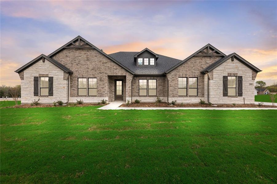 Front exterior of a new home in King Crossing Estates, Van Alstyne, TX, highlighting curb appeal (Image 27).