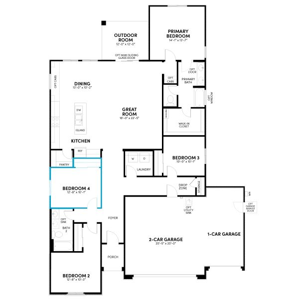 2D floor plan layout for the Acacia by Brookfield Residential in Highland Mariposa at Alamar, Avondale, AZ (Image 5). 2D floor plan layout for the Acacia by Brookfield Residential in Highland Mariposa at Alamar, Avondale, AZ (Image 5).