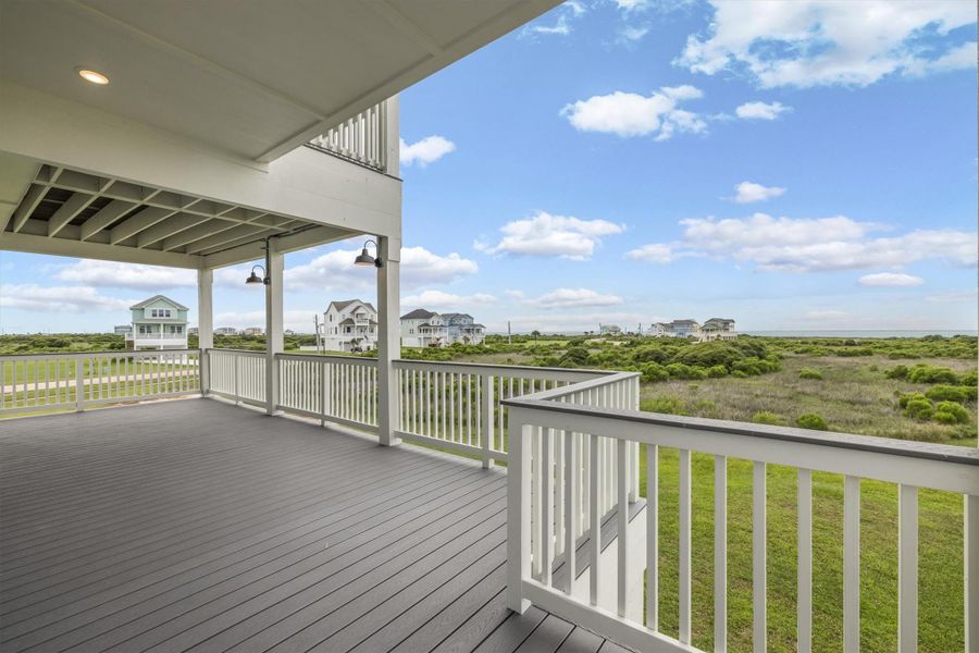The bay facing deck is perfect for outdoor entertaining.