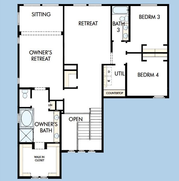 2D floor plan layout for the The Eldridge by David Weekley Homes in Alston at Soleo, San Tan Valley, AZ (Image 4).