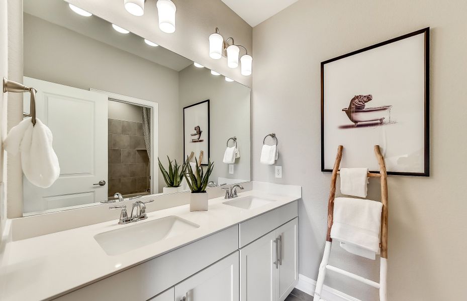 Secondary bathroom with double vanity