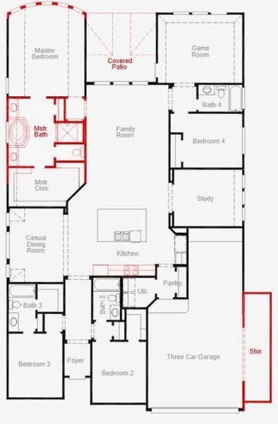 2D floor plan layout of this home in The Highlands 60', Porter, TX (Image 2). 2D floor plan layout of this home in The Highlands 60', Porter, TX (Image 2).