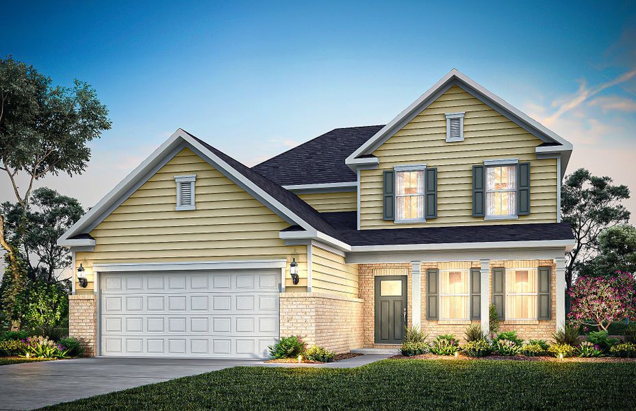 Representative exterior photo of a completed home built from the Hartwell by Pulte Homes in Watermist at Mirror Lake, Villa Rica, GA (Image 21). Representative exterior photo of a completed home built from the Hartwell by Pulte Homes in Watermist at Mirror Lake, Villa Rica, GA (Image 21).