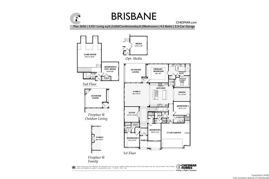 2D floor plan layout of this home in Mesa Western, Cibolo, TX (Image 3).