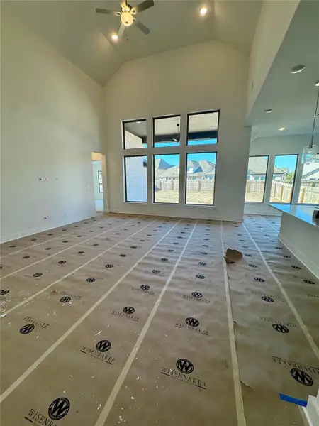 Family Room with soaring ceiling