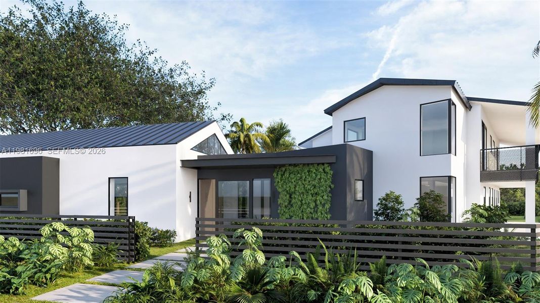 Front exterior of a new home in , Miami, FL, highlighting curb appeal (Image 1). Front exterior of a new home in , Miami, FL, highlighting curb appeal (Image 1).