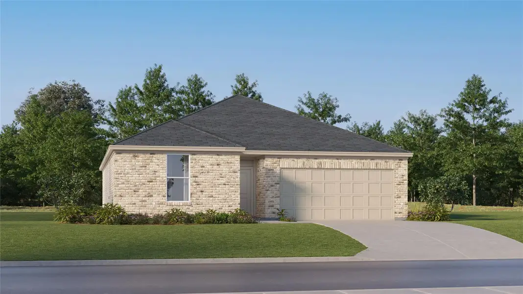 Front exterior of a new home in Woodfield Preserve, Georgetown, TX, highlighting curb appeal (Image 21). Front exterior of a new home in Woodfield Preserve, Georgetown, TX, highlighting curb appeal (Image 21).