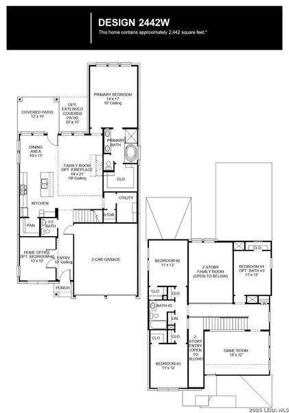 2D floor plan layout of this home in Homestead, Schertz, TX (Image 2).