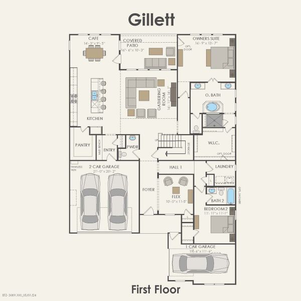 2D floor plan layout for the Gillett by Pulte Homes in Mission Hills, Garland, TX (Image 6). 2D floor plan layout for the Gillett by Pulte Homes in Mission Hills, Garland, TX (Image 6).