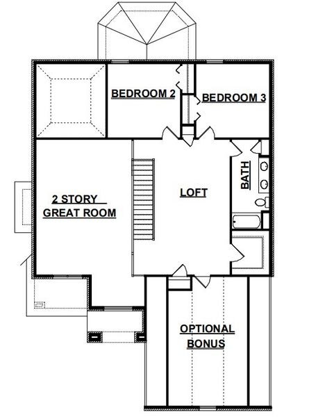 2D floor plan layout for the The Amesbury by Sentinel Builders, Inc. in Joshua’s Landing, Knoxville, TN (Image 3).