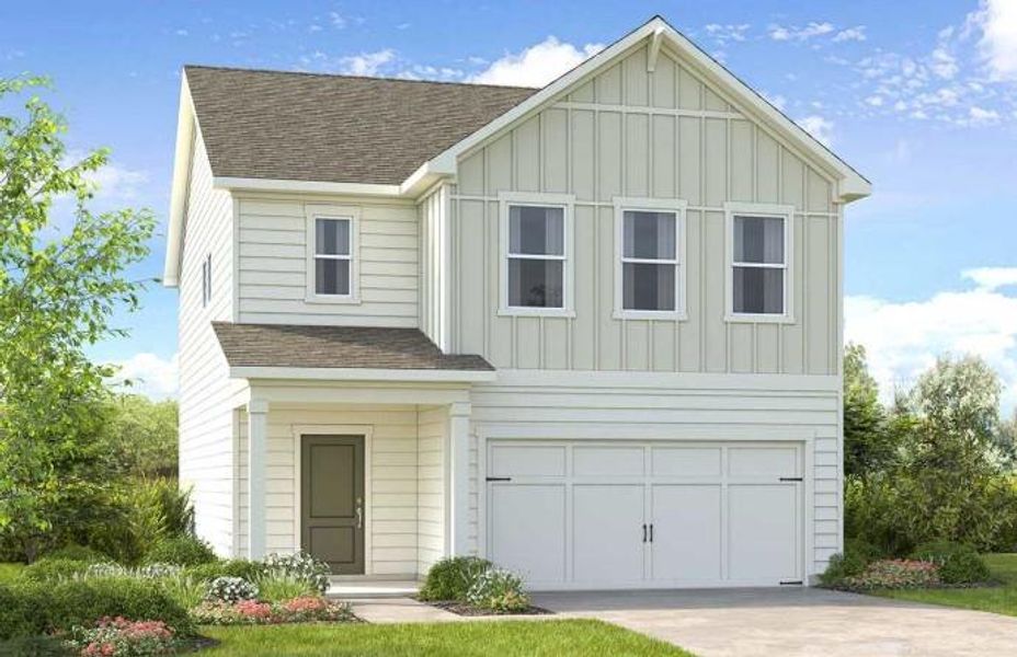 Front exterior of a new home in Heritage River, Euharlee, GA, highlighting curb appeal (Image 2). Front exterior of a new home in Heritage River, Euharlee, GA, highlighting curb appeal (Image 2).
