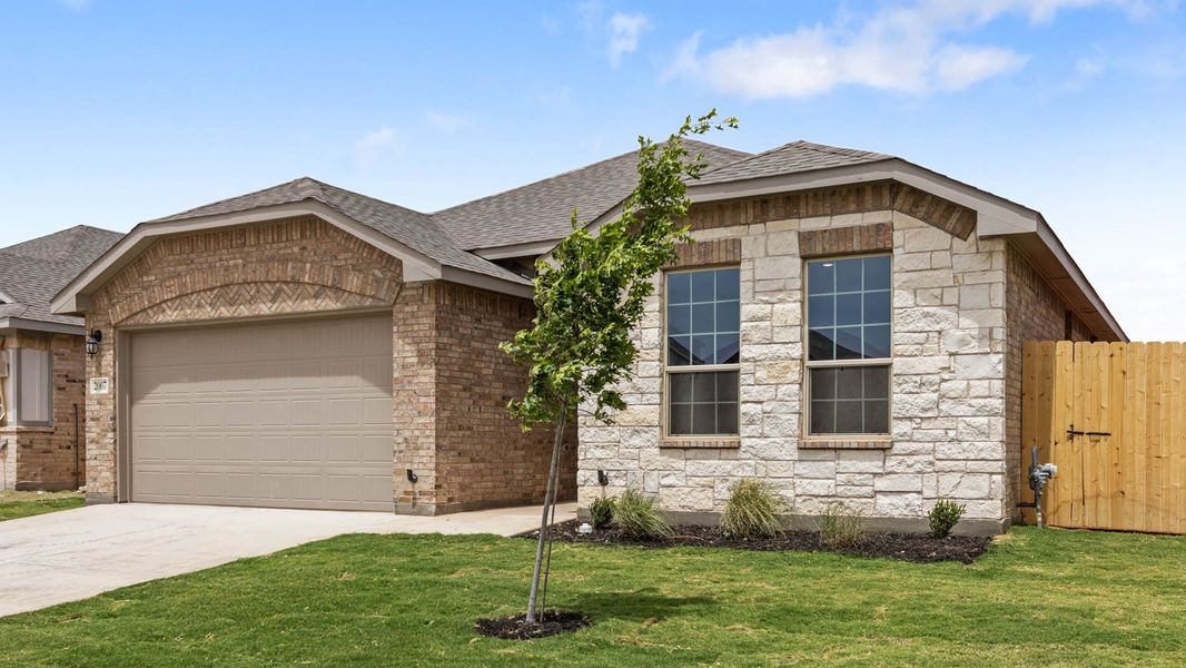 Representative exterior photo of a completed home built from the THE HOBBS by D.R. Horton in Northwest Passage, Midland, TX (Image 20). Representative exterior photo of a completed home built from the THE HOBBS by D.R. Horton in Northwest Passage, Midland, TX (Image 20).