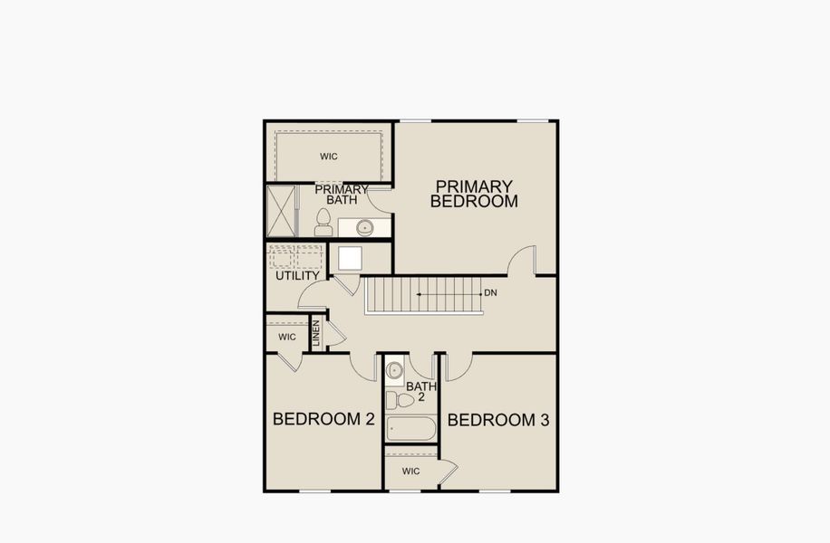 2D floor plan layout for the Endeavor by Starlight Homes in Pelham Square, Deland, FL (Image 3).