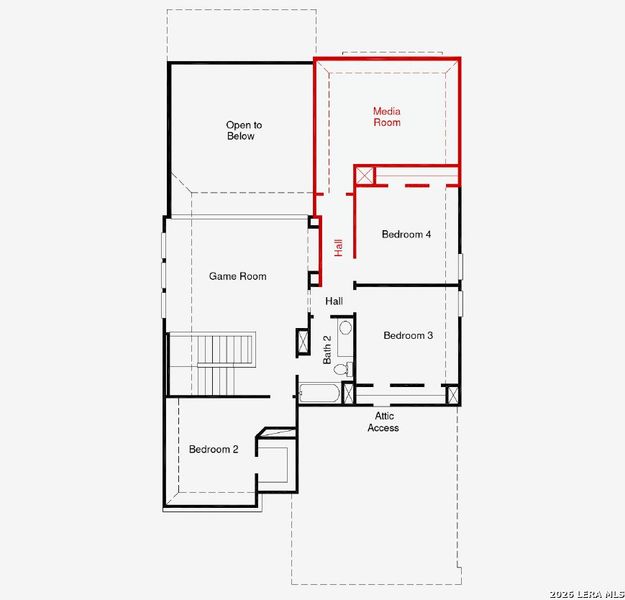 2D floor plan layout of this home in Stillwater Ranch, San Antonio, TX (Image 3).