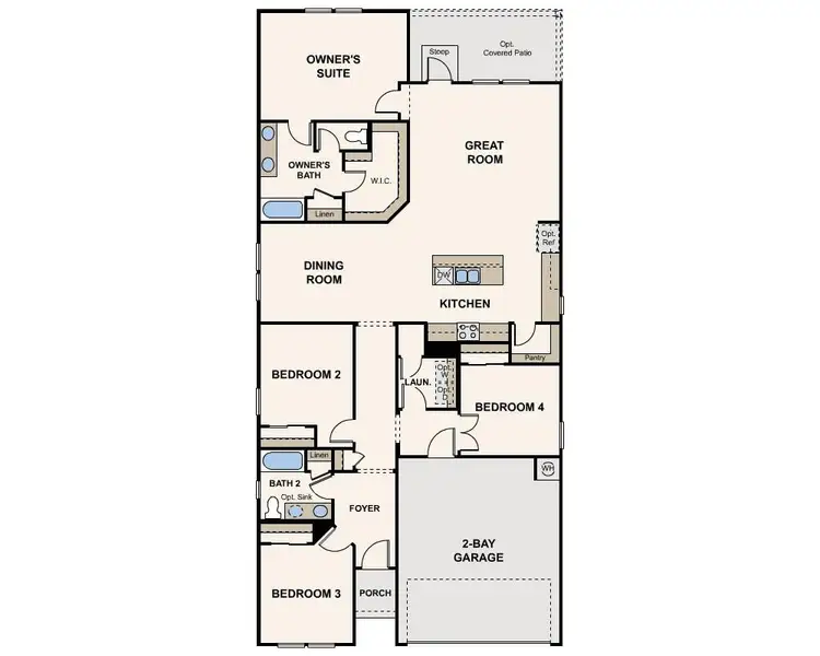 2D floor plan layout of this home in The Glen at Stallion Run, Buda, TX (Image 3).