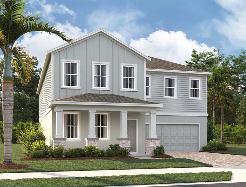 Representative exterior photo of a completed home built from the Griffin by Ashton Woods in Hawks Run, Kissimmee, FL (Image 4). Representative exterior photo of a completed home built from the Griffin by Ashton Woods in Hawks Run, Kissimmee, FL (Image 4).