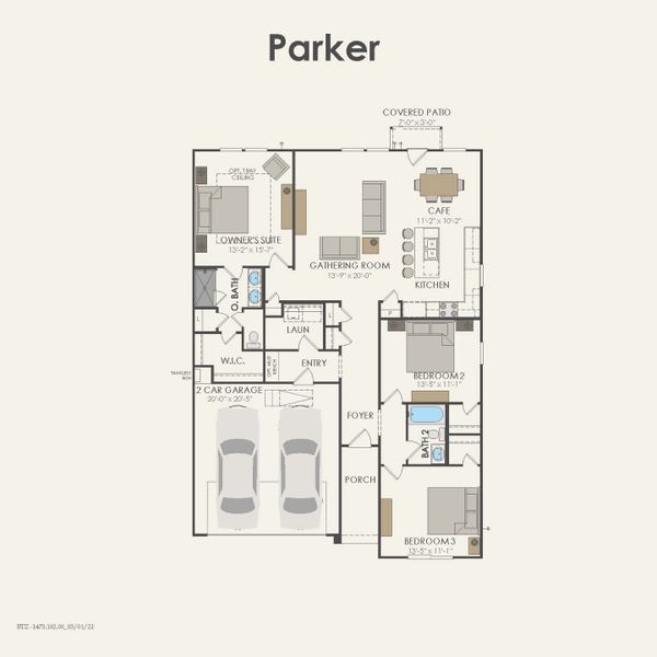 2D floor plan layout for the Parker by Pulte Homes in Wilson Creek Meadows, Celina, TX (Image 5). 2D floor plan layout for the Parker by Pulte Homes in Wilson Creek Meadows, Celina, TX (Image 5).