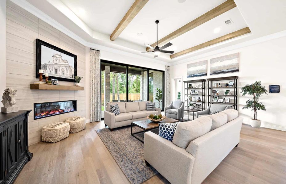 Representative furnished interior of a home built from the 2855 by Ravenna Homes in The Woodlands Hills 65′, Willis (Image 27).