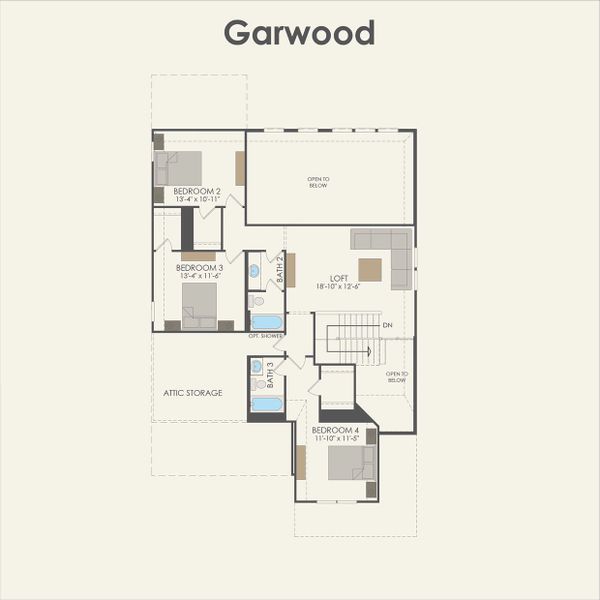 2D floor plan layout for the Garwood by Pulte Homes in Blue Creek Trails, Richmond, TX (Image 3). 2D floor plan layout for the Garwood by Pulte Homes in Blue Creek Trails, Richmond, TX (Image 3).