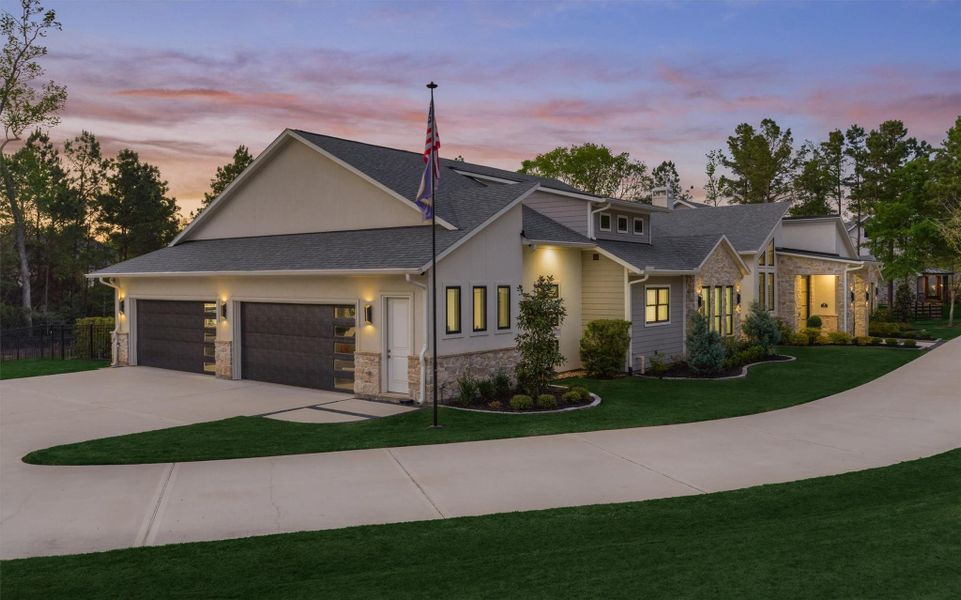 Front exterior of a new home in , Montgomery, TX, highlighting curb appeal (Image 21). Front exterior of a new home in , Montgomery, TX, highlighting curb appeal (Image 21).